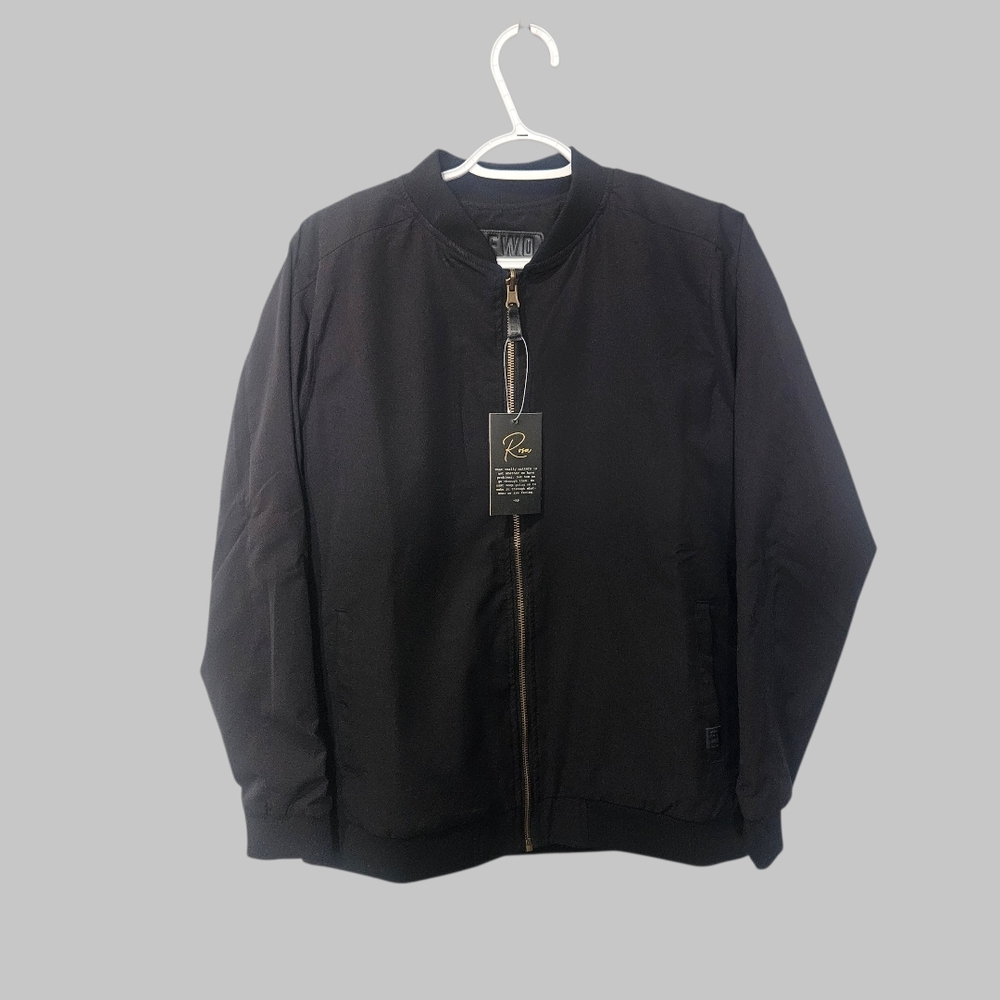 AFWD Black Lightweight Bomber Jacket Women’s Medium Zip Front Pockets Minimalist